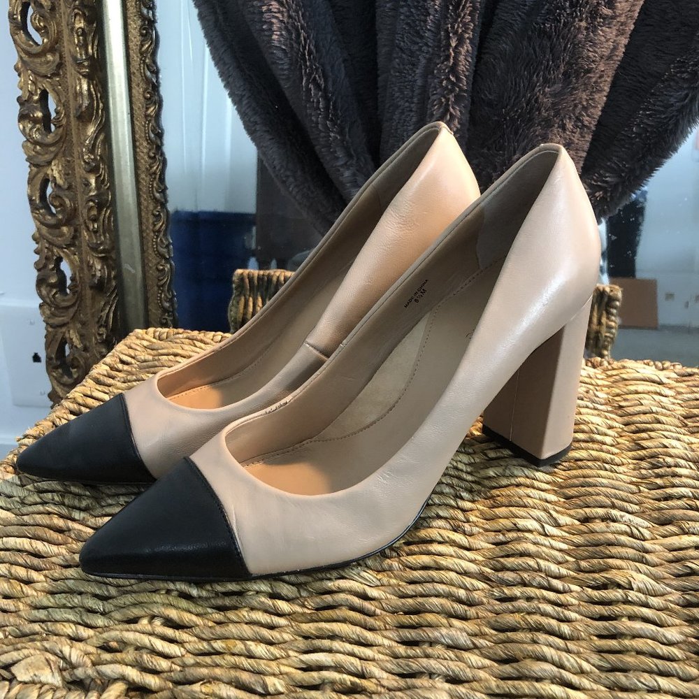 Banana Republic Nude & Black Color Block Heels